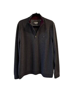 Ted Baker London Size 5 US XL Charcoal Gray Half Zip Pullover Sweater Mock Neck